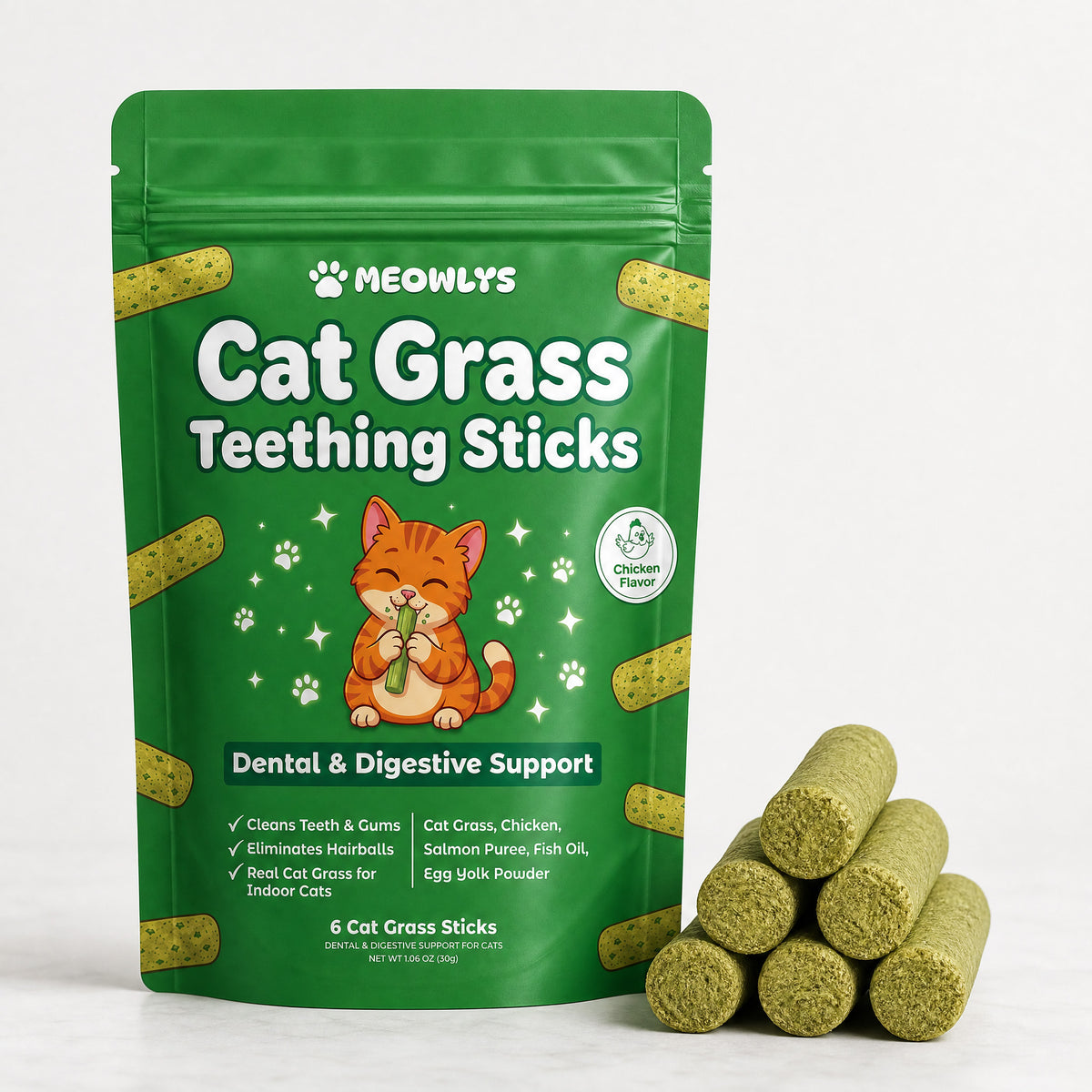 Cat Grass Teething Sticks [Free Today]